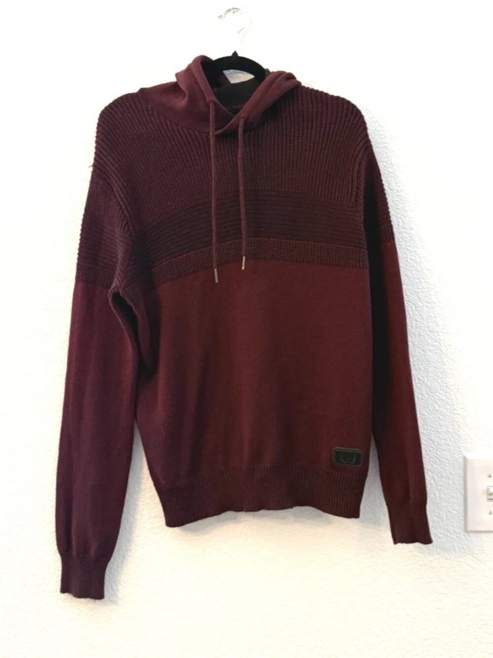 Nick Danger Hoodie - Mens L - Red Waffle Knit Hooded Pullover Sweater Sweatshirt - Picture 1 of 8